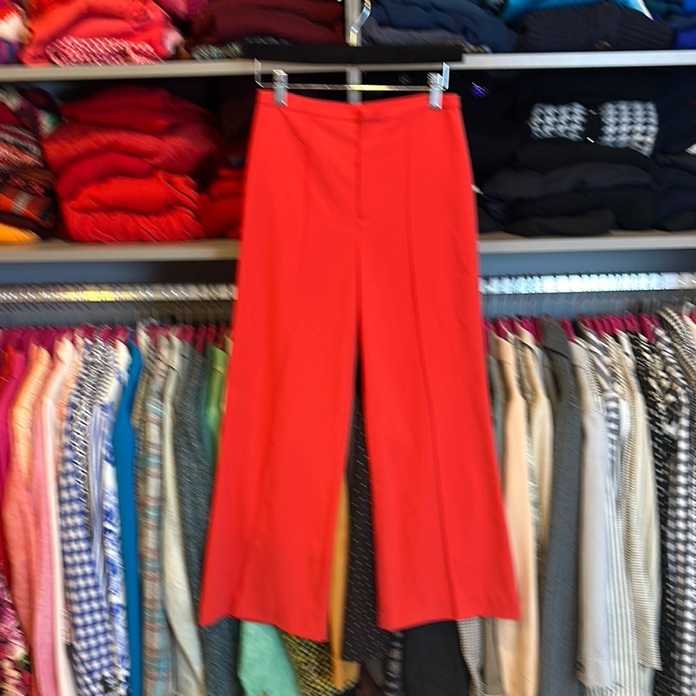 Alice + Olivia orangey red cropped 2 pocket wide leg trousers size 0